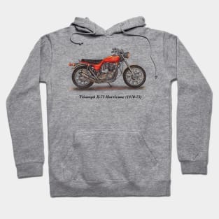 Drawing of Retro Classic Motorcycle Triumph X-75 Hurricane Hoodie